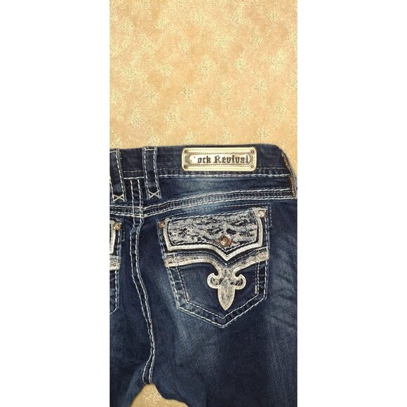 Rock Revival Jeans Women's Size 30x28 Betty Mid-Rise Straight Stretch Dark Wash - Picture 4 of 5